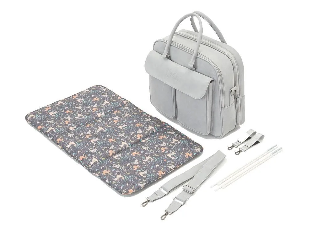 Baby Travel Crib Changing Bag - Vegan Leather Whisper Grey - POD ®
