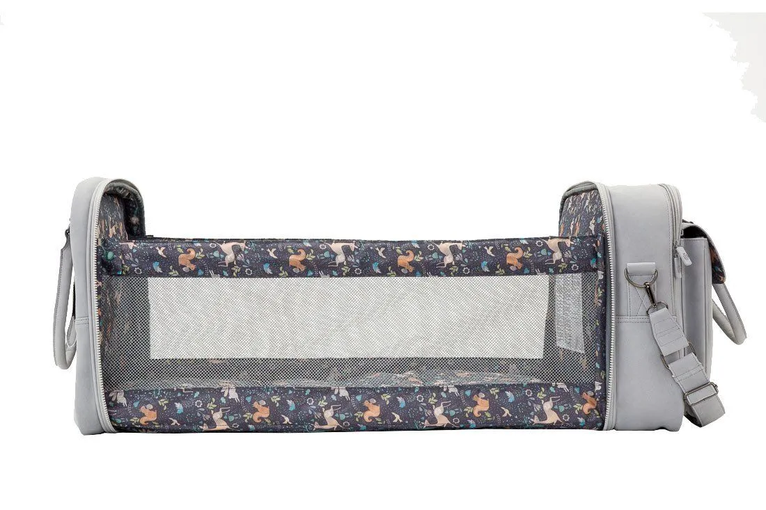 Baby Travel Crib Changing Bag - Vegan Leather Whisper Grey - POD ®