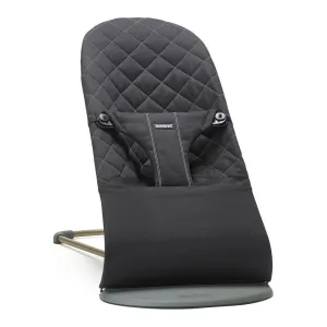 BabyBjorn Bouncer Bliss in Woven Fabric - Classic Quilt, Black on Dark Grey Frame (92222) (Open Box)