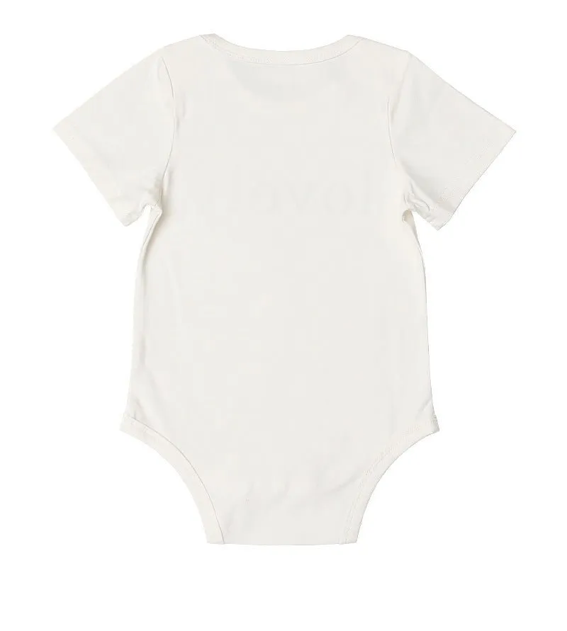 Baby's Letter Print White Short-sleeve Romper