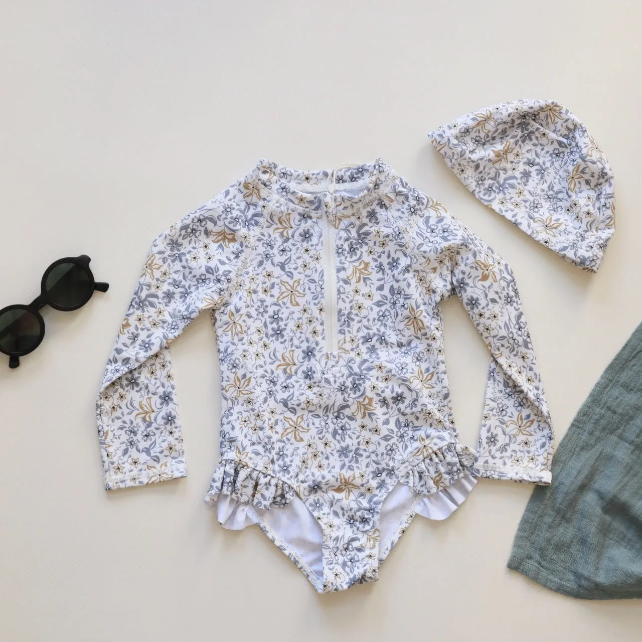 Baby/Toddler Girl Mix Prints Long Sleeve One-Piece Swimsuit (3 Designs)