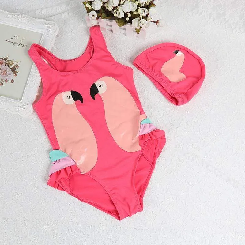 Baby/Toddler Girl's Pink Cute Parrot Swimwear