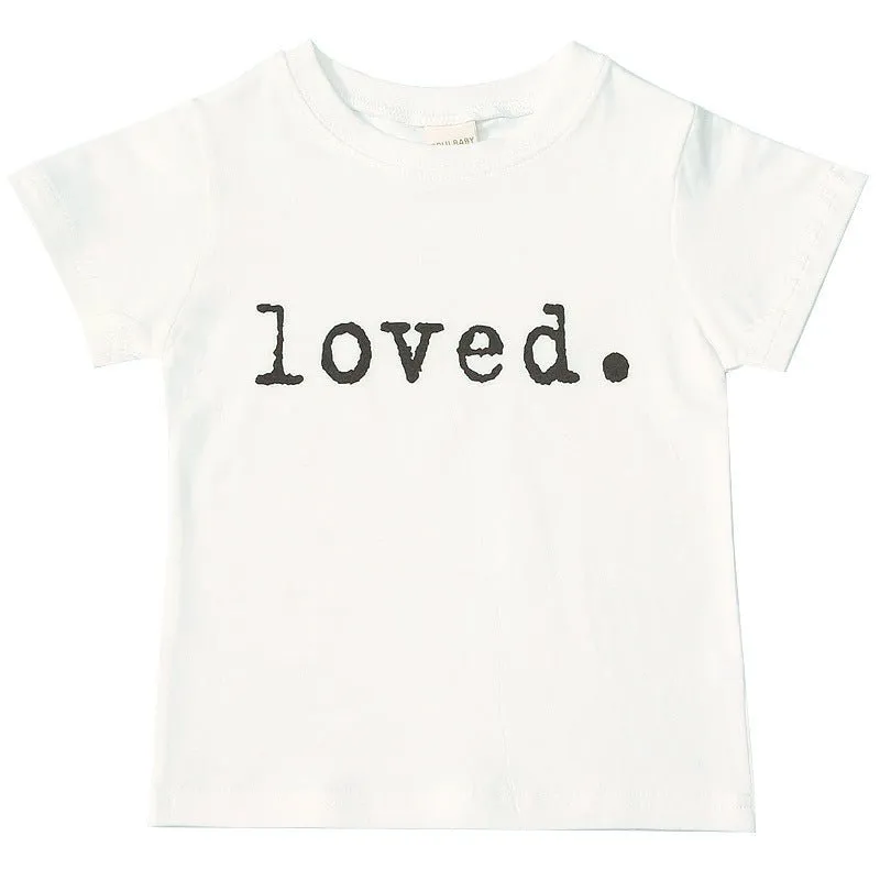 Baby/Toddler's Short Sleeve Letter Print White T-shirt