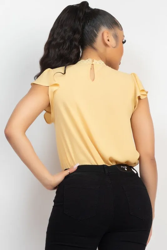 Back Keyhole Ruffled Sleeve Top