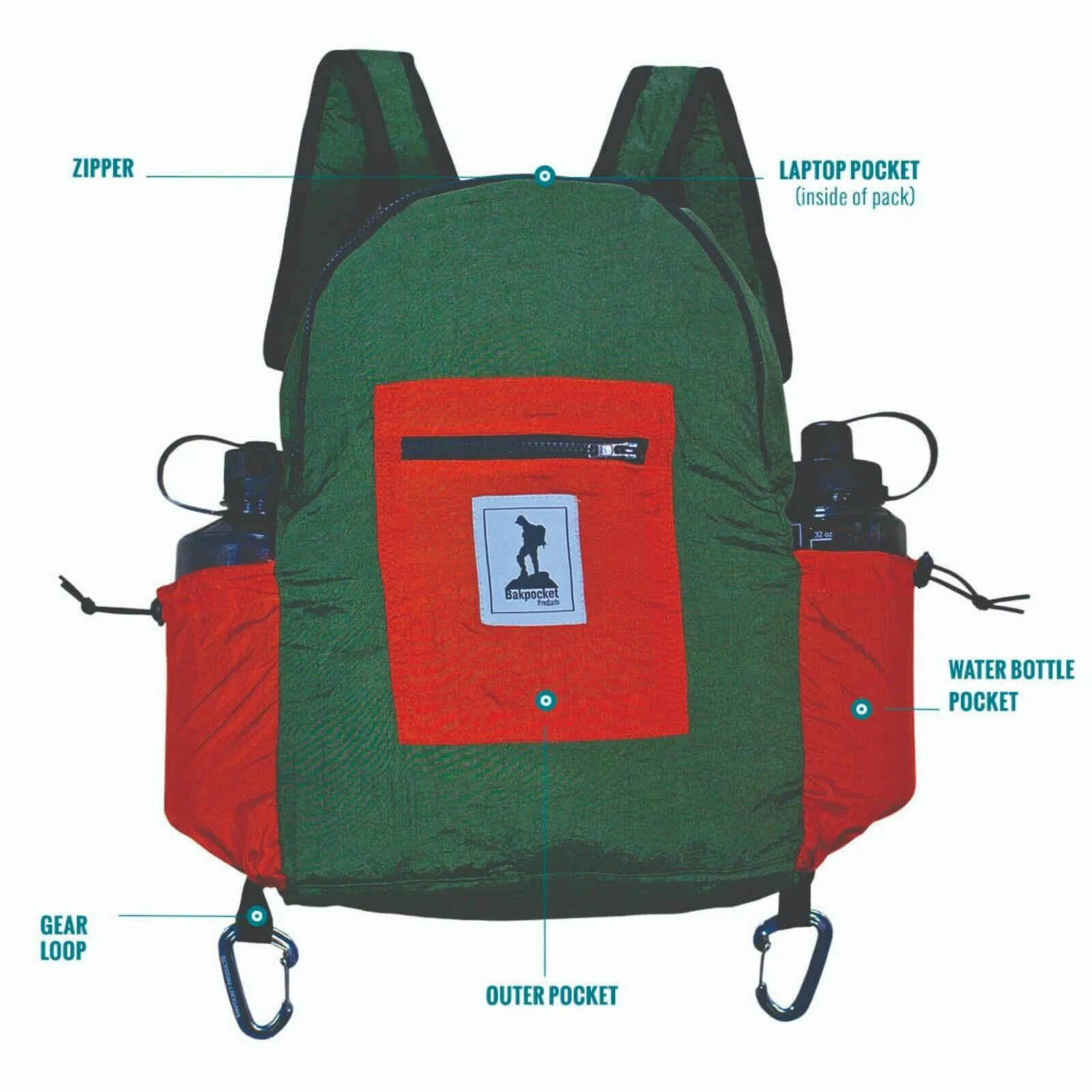 Backpack Ultra Lite Strong Compact Made from Parachute Material Olive