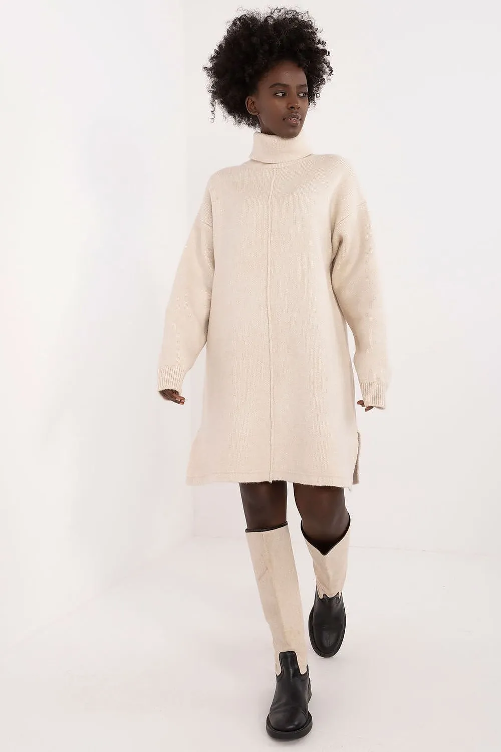 Badu Exposed Seam Turtleneck Sweater Dress