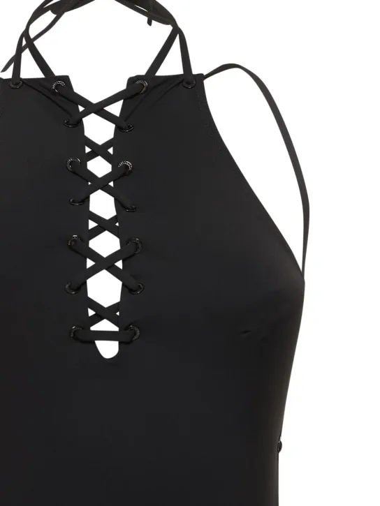 Balenciaga   Logo printed lycra one piece swimsuit 