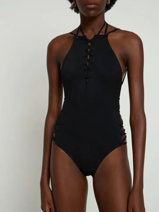 Balenciaga   Logo printed lycra one piece swimsuit 