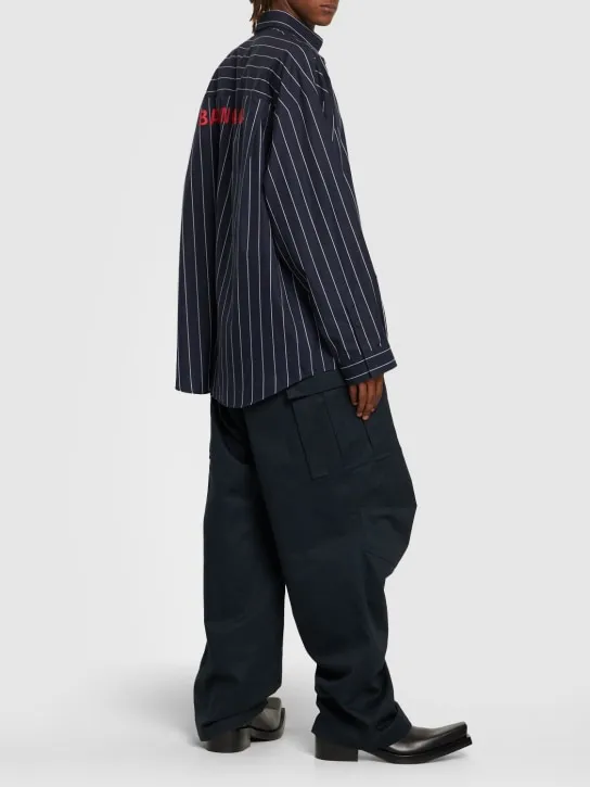 Balenciaga   Striped oversized cotton blend shirt 