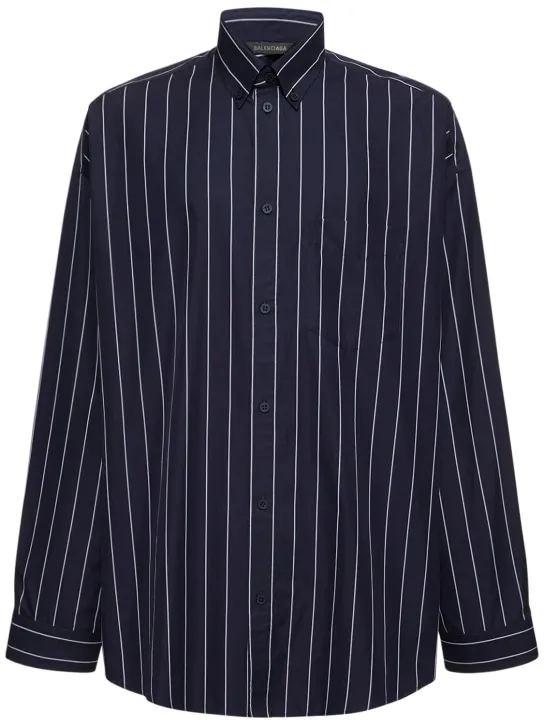 Balenciaga   Striped oversized cotton blend shirt 