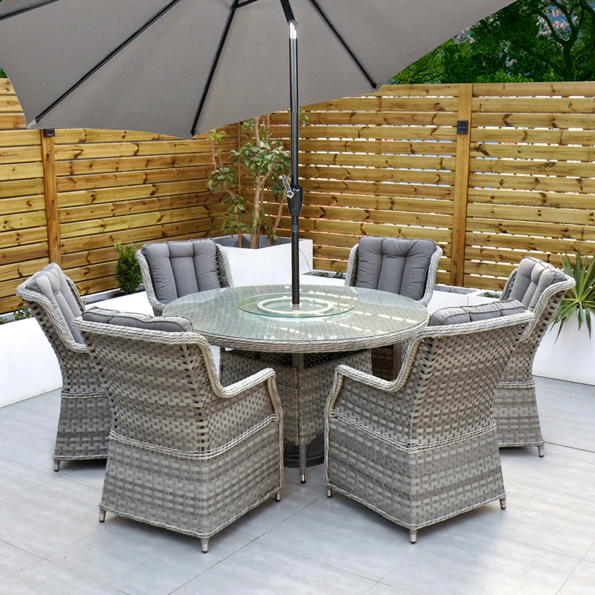 Bali - 6 Seat Set with 135cm Round Table (Grey)
