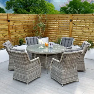 Bali - 6 Seat Set with 135cm Round Table (Grey)