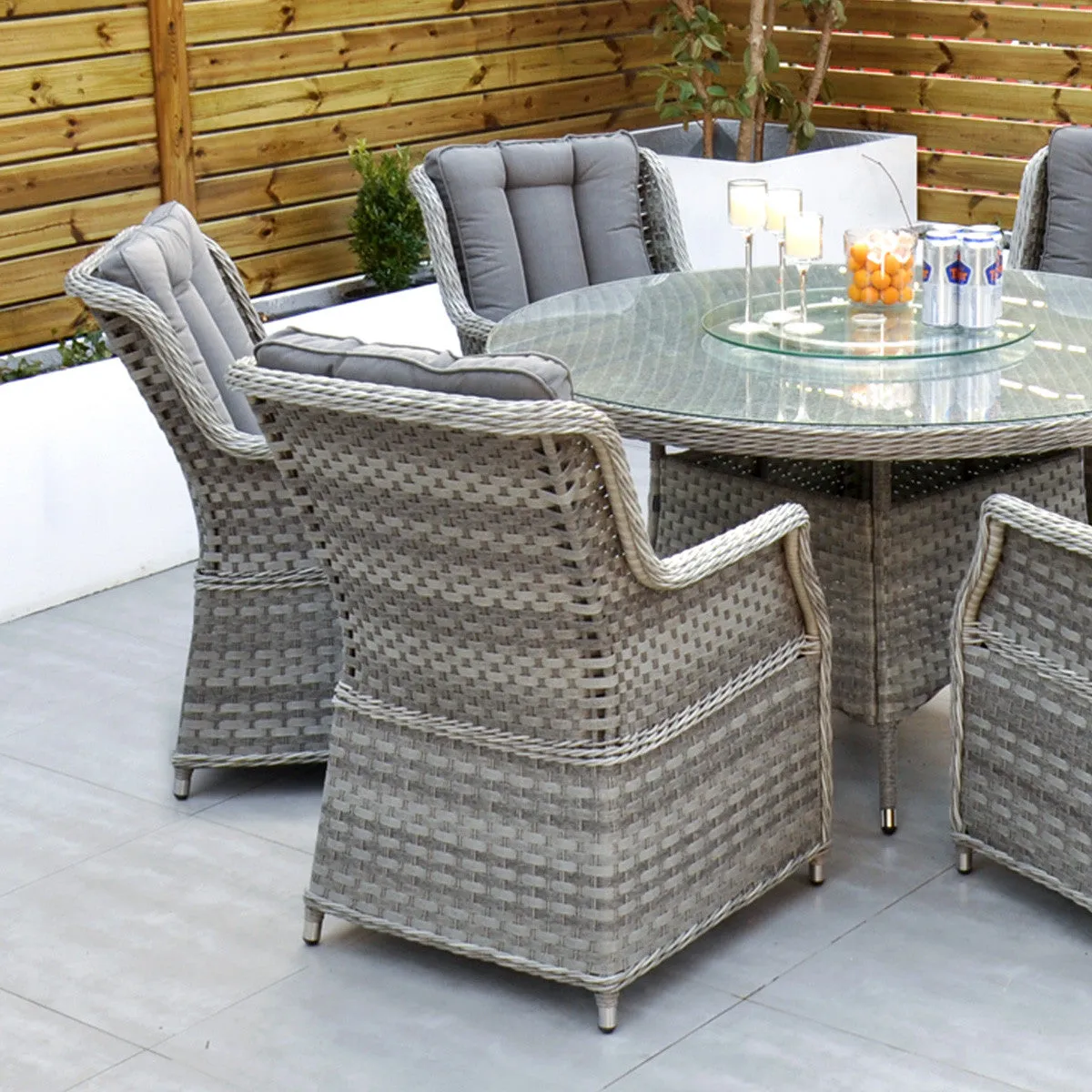 Bali - 6 Seat Set with 135cm Round Table (Grey)