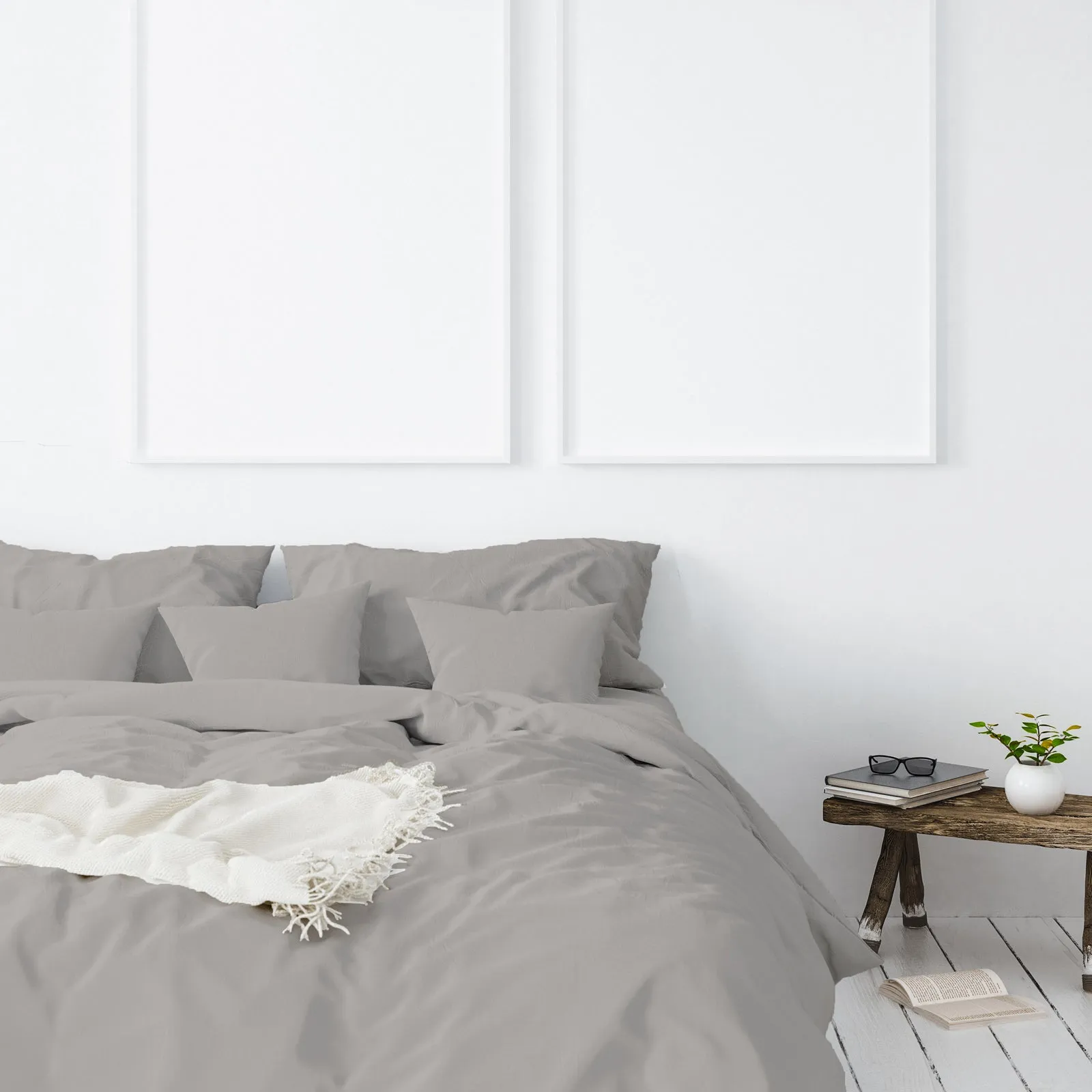 Balmain 1000 Thread Count Hotel Grade Bamboo Cotton Quilt Cover Pillowcases Set - King - Dove