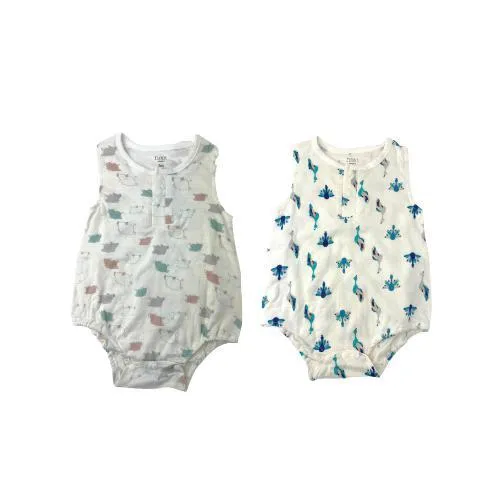 Bamboo Pima Sleeveless Henley Onesie