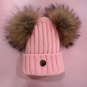 B&B Double Pom Pom Hat - Candyfloss