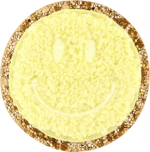 Banana Glitter Varsity Smiley Face Patch