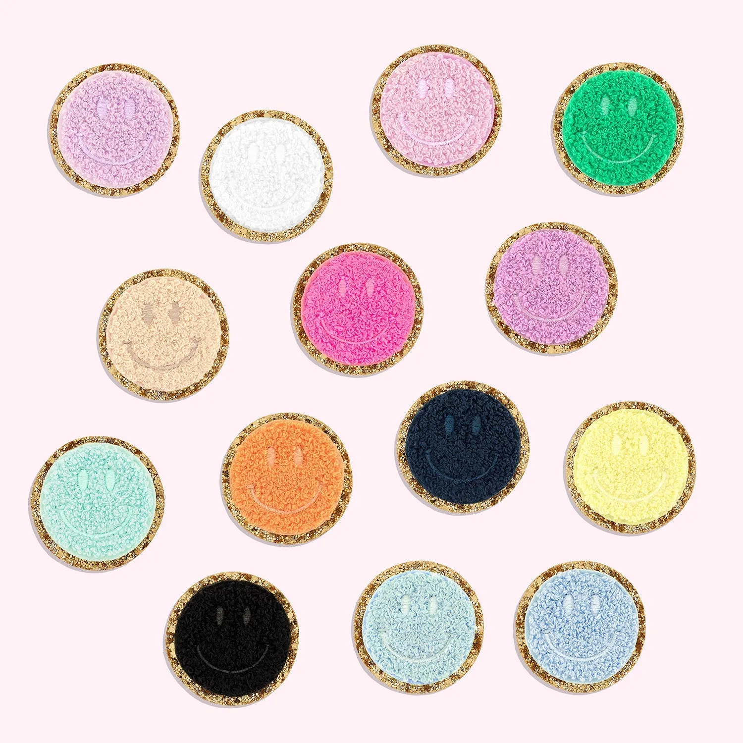 Banana Glitter Varsity Smiley Face Patch