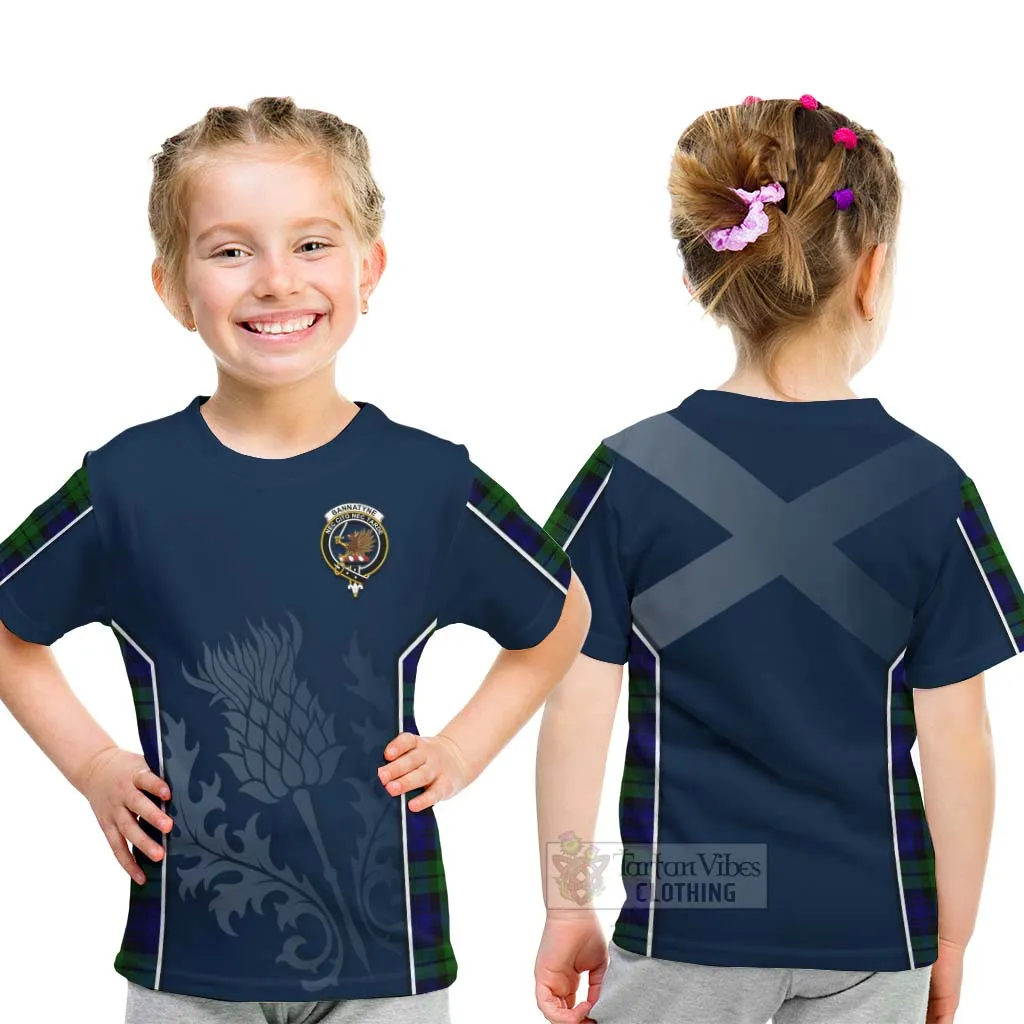 Bannatyne Tartan Kid T-Shirt with Family Crest and Scottish Thistle Vibes Sport Style