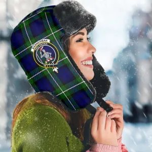 Bannerman Tartan Winter Trapper Hat with Family Crest