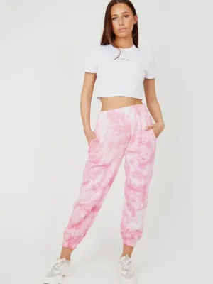 Barbara Tie-Dye Oversized Fleece Joggers In Pink