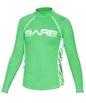 Bare Youth Green LONG Sleeve Sunguard Rash Guard with 50  SPF UV Protection