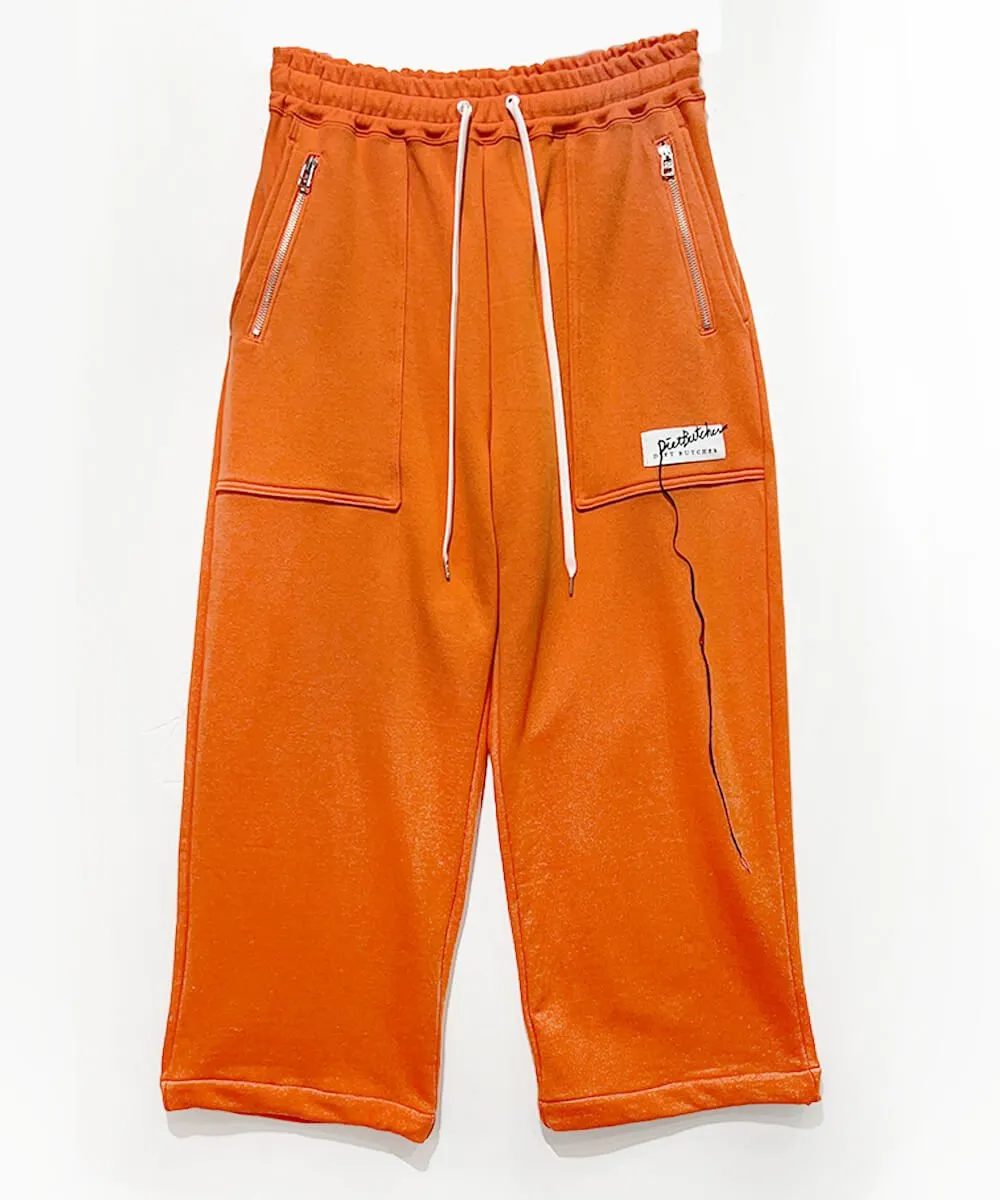 Basic line _ Cropped wide pants - ORANGE