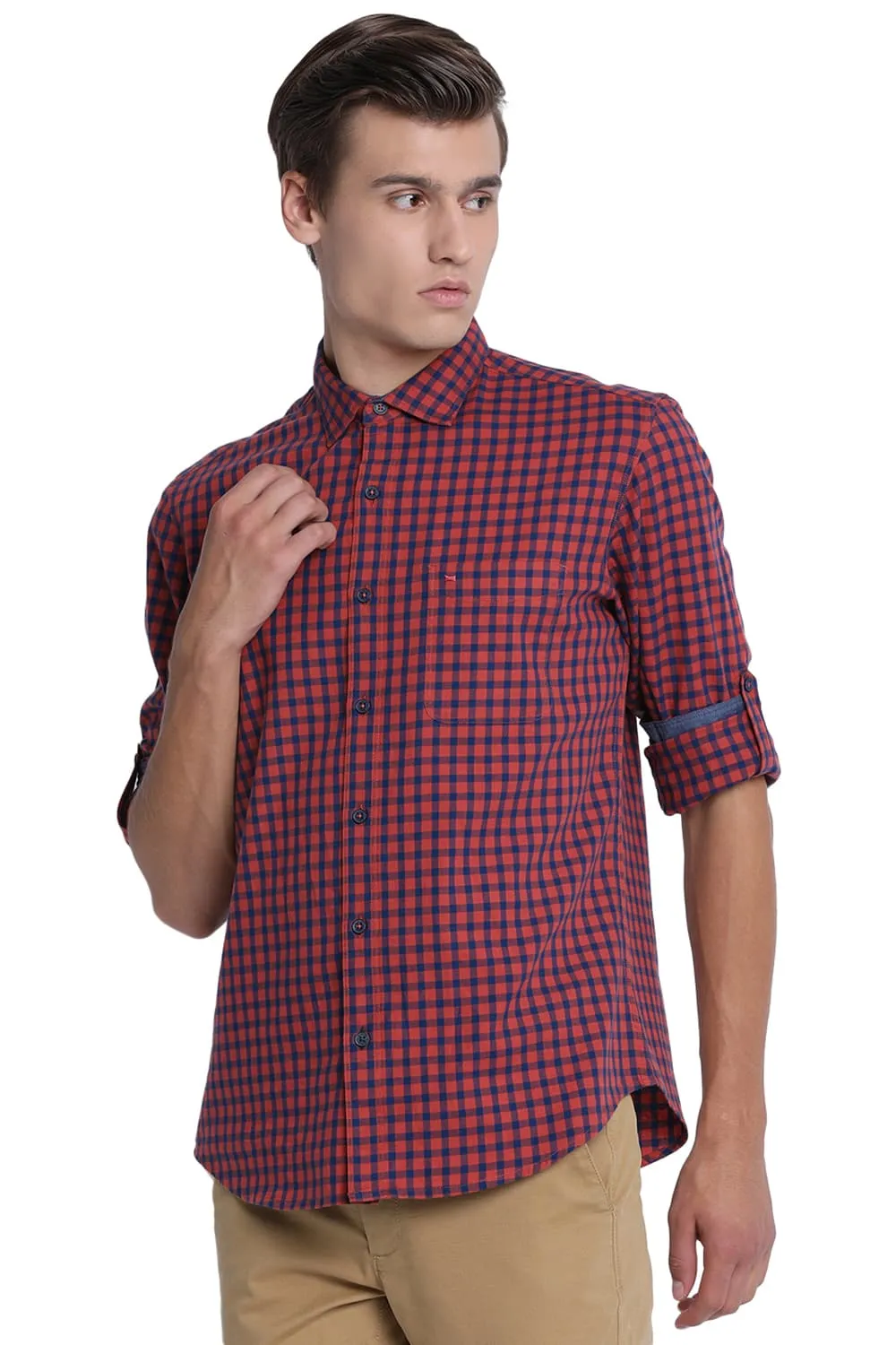 Basics Slim Fit Checks Shirt