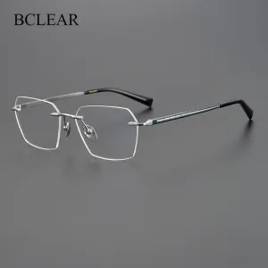 Bclear Unisex Rimless Square Titanium Eyeglasses Mys91101