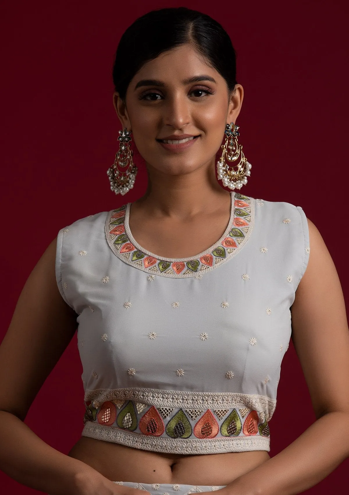 Beautiful Grey Georgette Designer Lehenga Choli