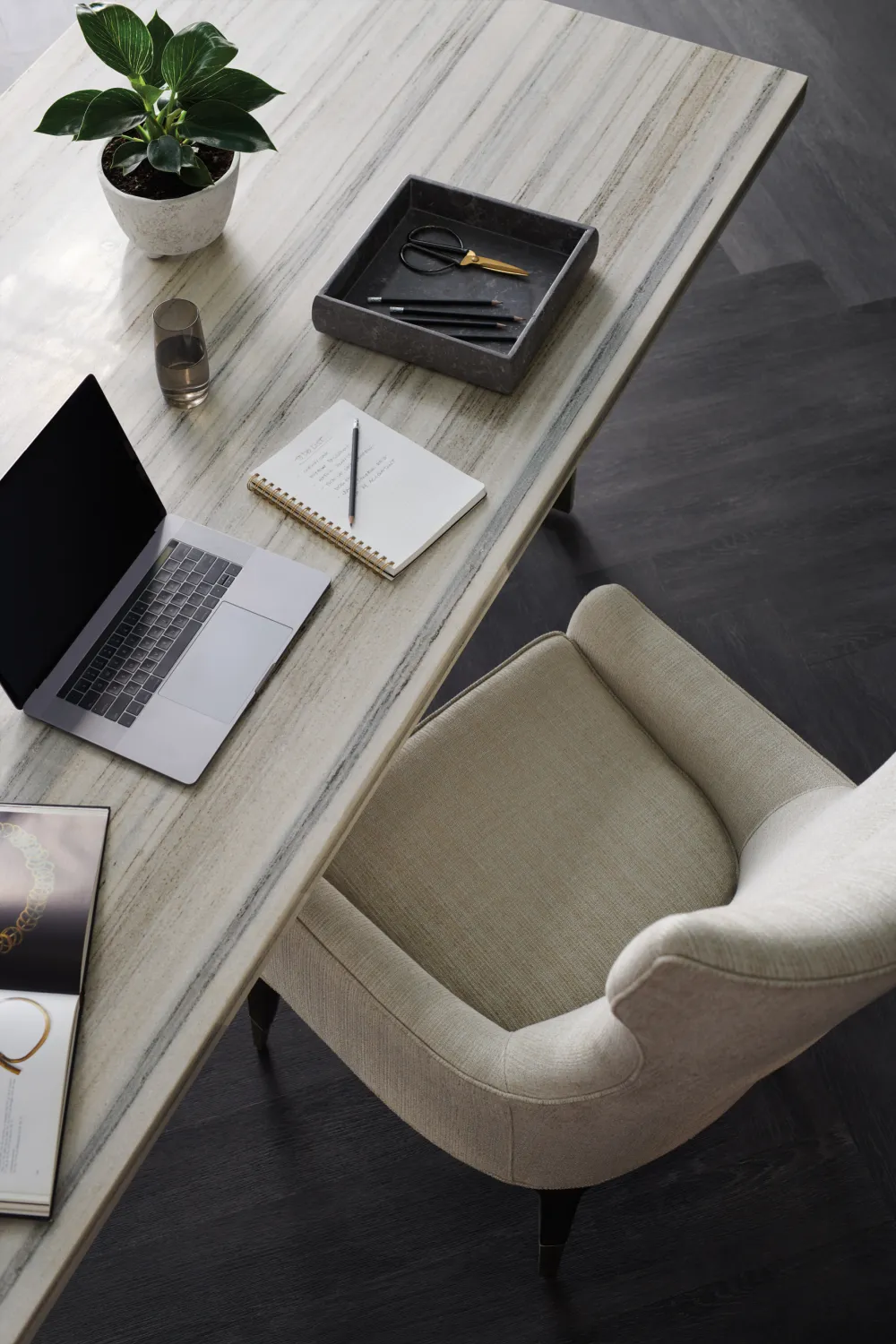 Beige Marble Dining Table | Caracole Wish You Were Here