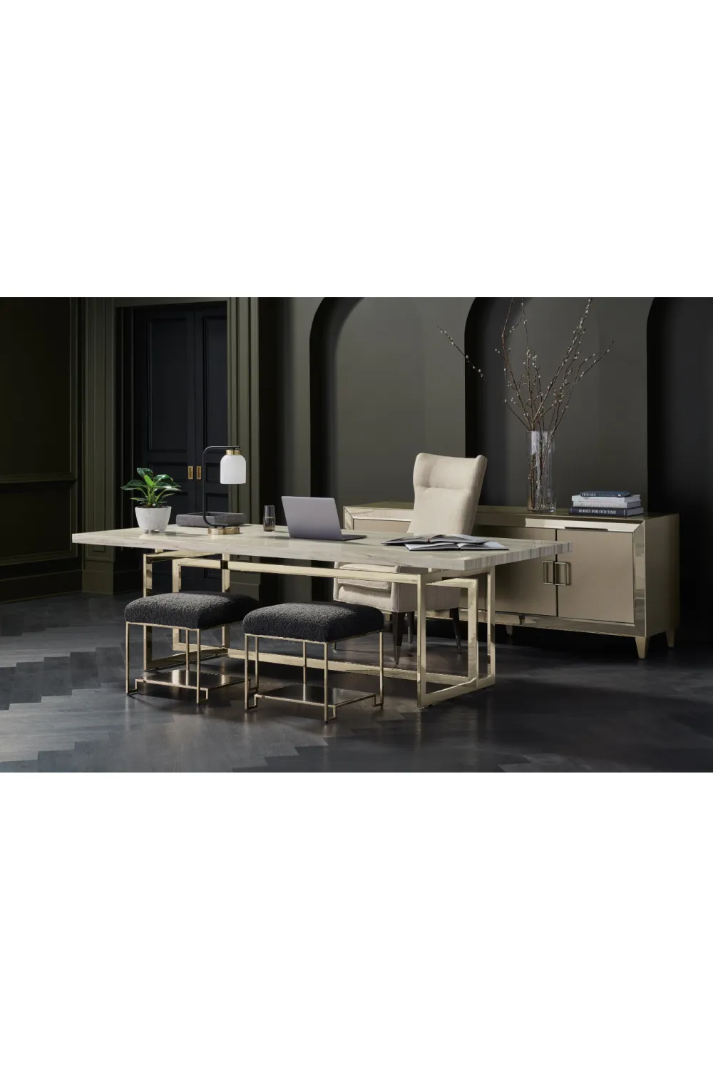 Beige Marble Dining Table | Caracole Wish You Were Here