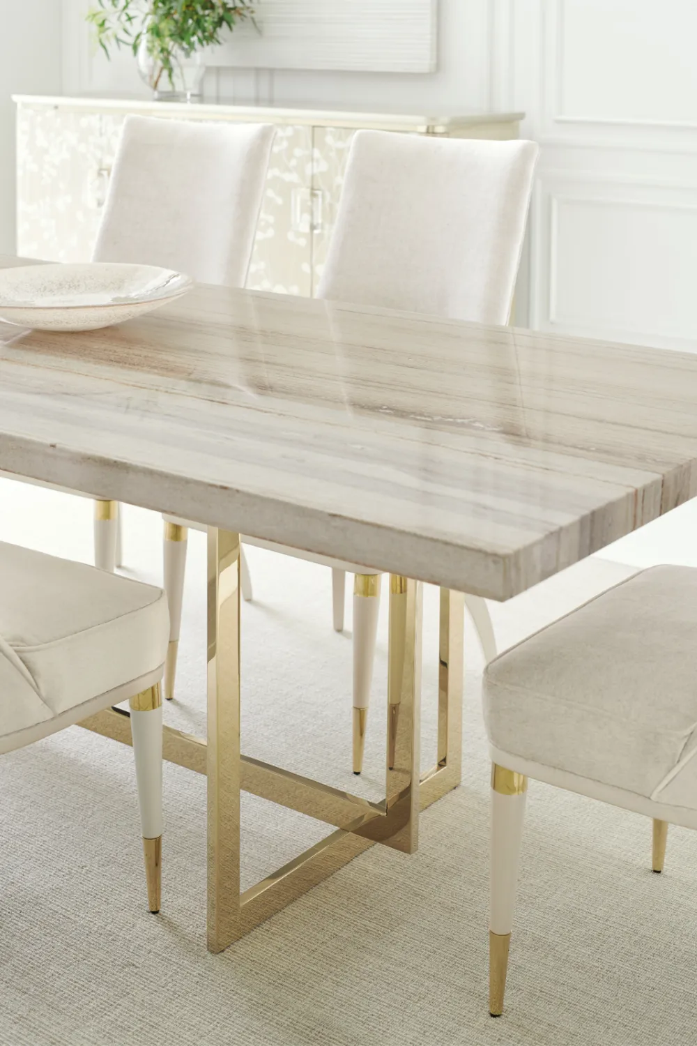 Beige Marble Dining Table | Caracole Wish You Were Here
