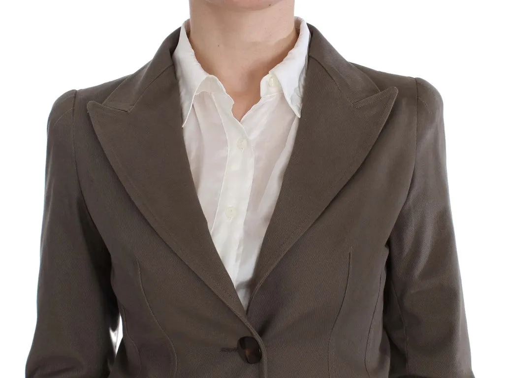 Beige Wool-Cotton Suit Set Chic Elegance