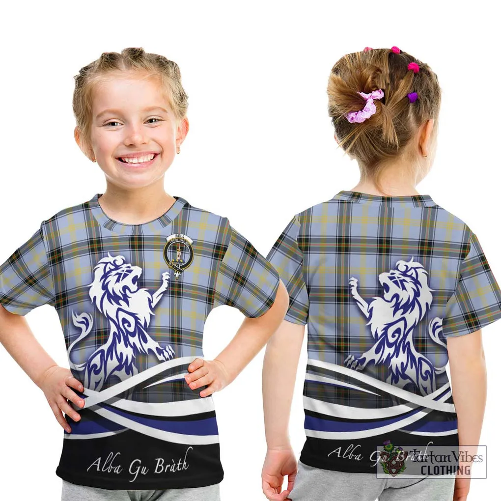 Bell Tartan Kid T-Shirt with Alba Gu Brath Regal Lion Emblem
