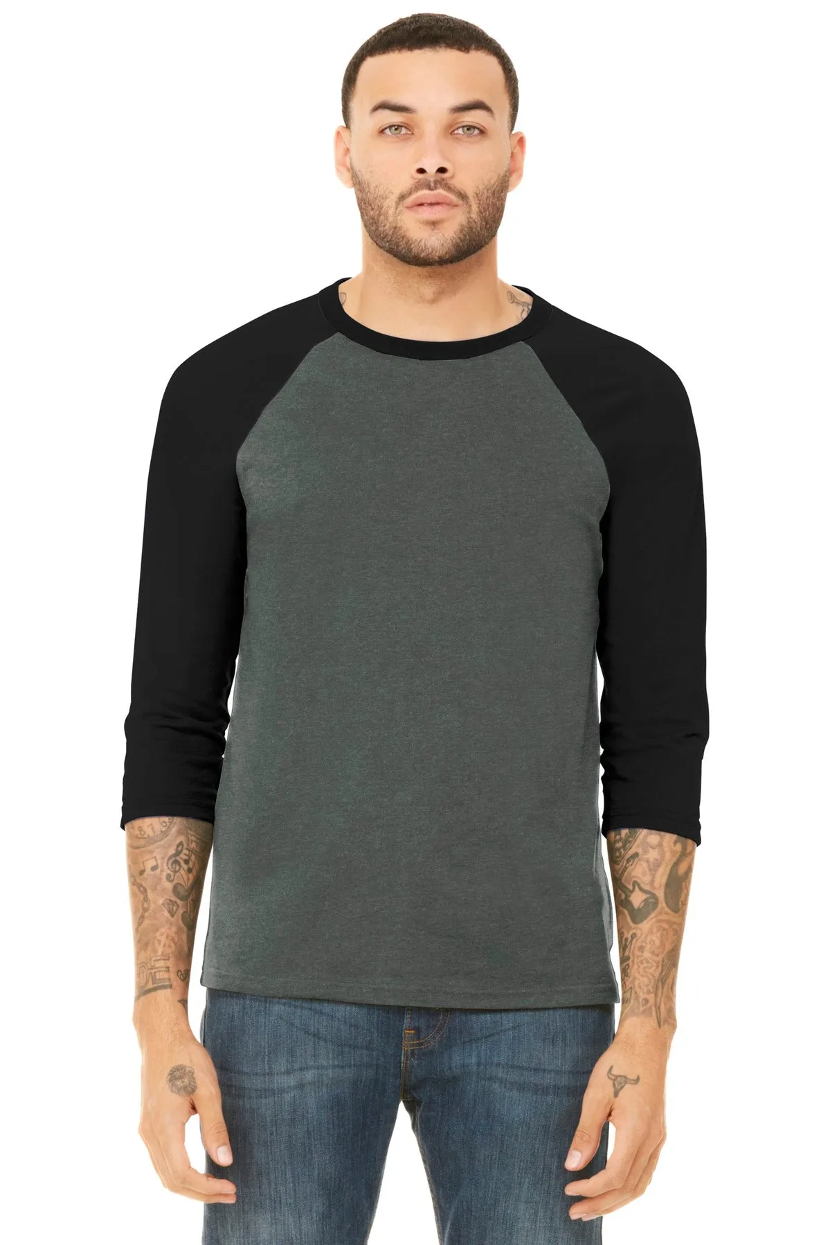 BELLA CANVAS Unisex 3/4-Sleeve Baseball Tee. BC3200