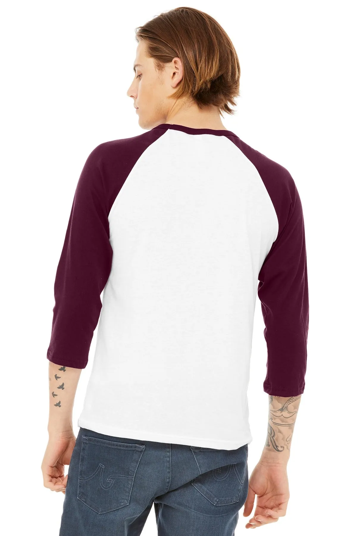 BELLA CANVAS Unisex 3/4-Sleeve Baseball Tee. BC3200