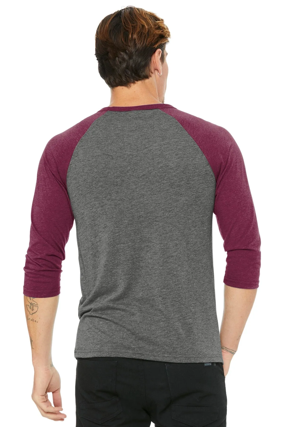 BELLA CANVAS Unisex 3/4-Sleeve Baseball Tee. BC3200