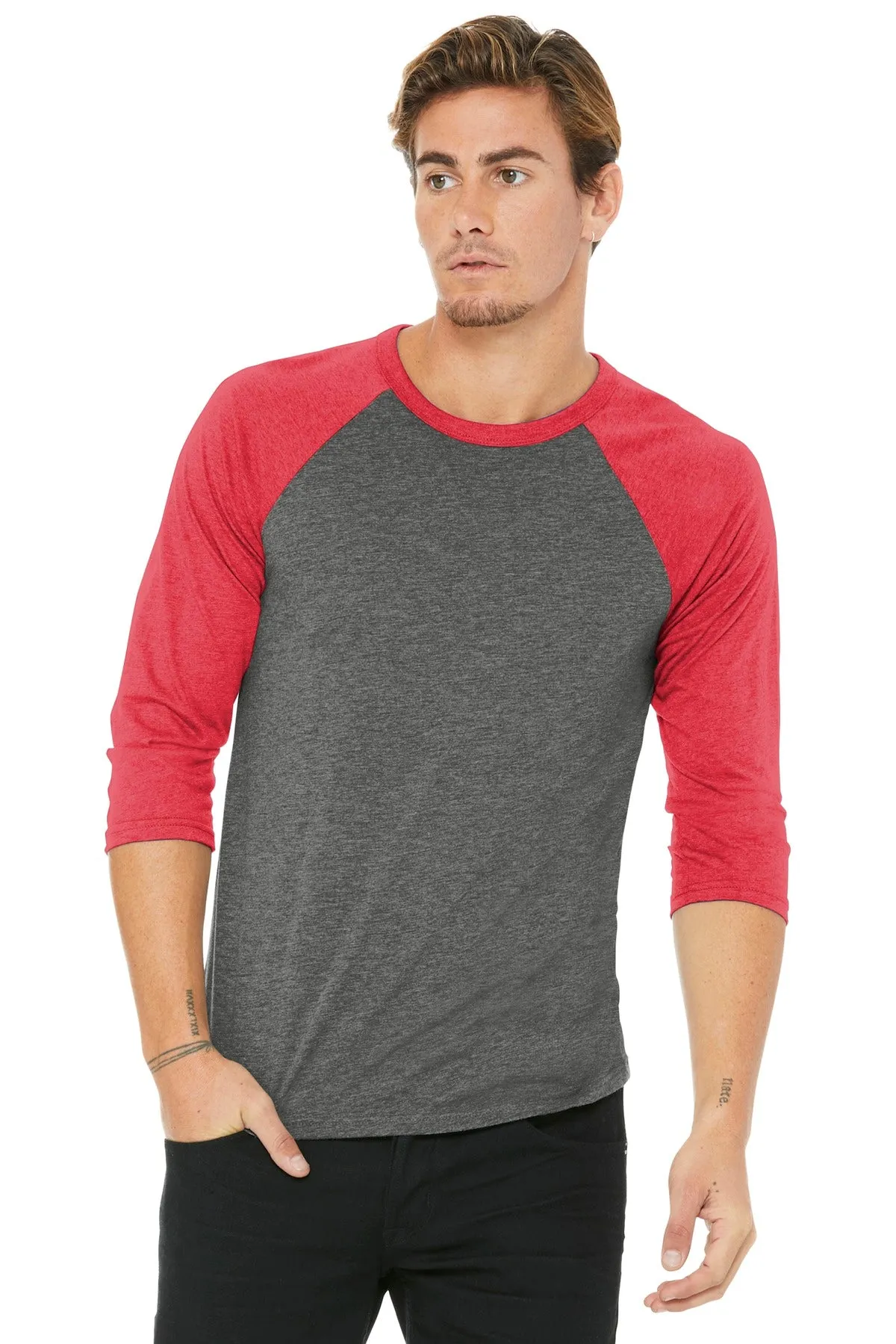 BELLA CANVAS Unisex 3/4-Sleeve Baseball Tee. BC3200