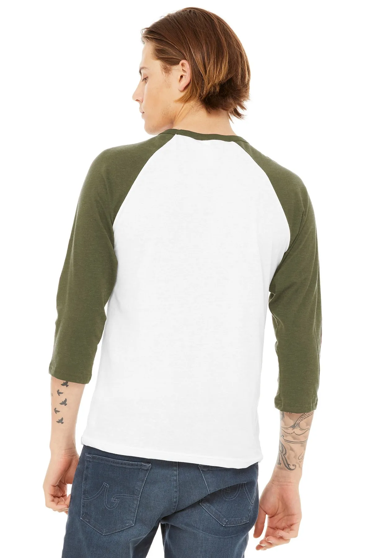 BELLA CANVAS Unisex 3/4-Sleeve Baseball Tee. BC3200