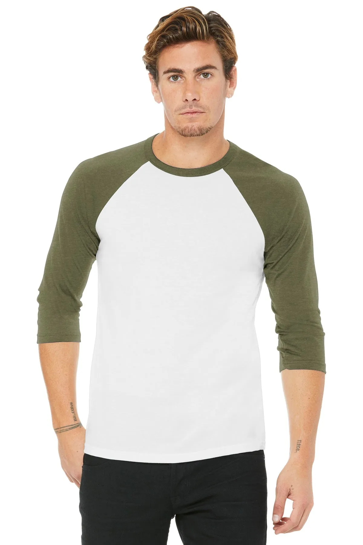 BELLA CANVAS Unisex 3/4-Sleeve Baseball Tee. BC3200