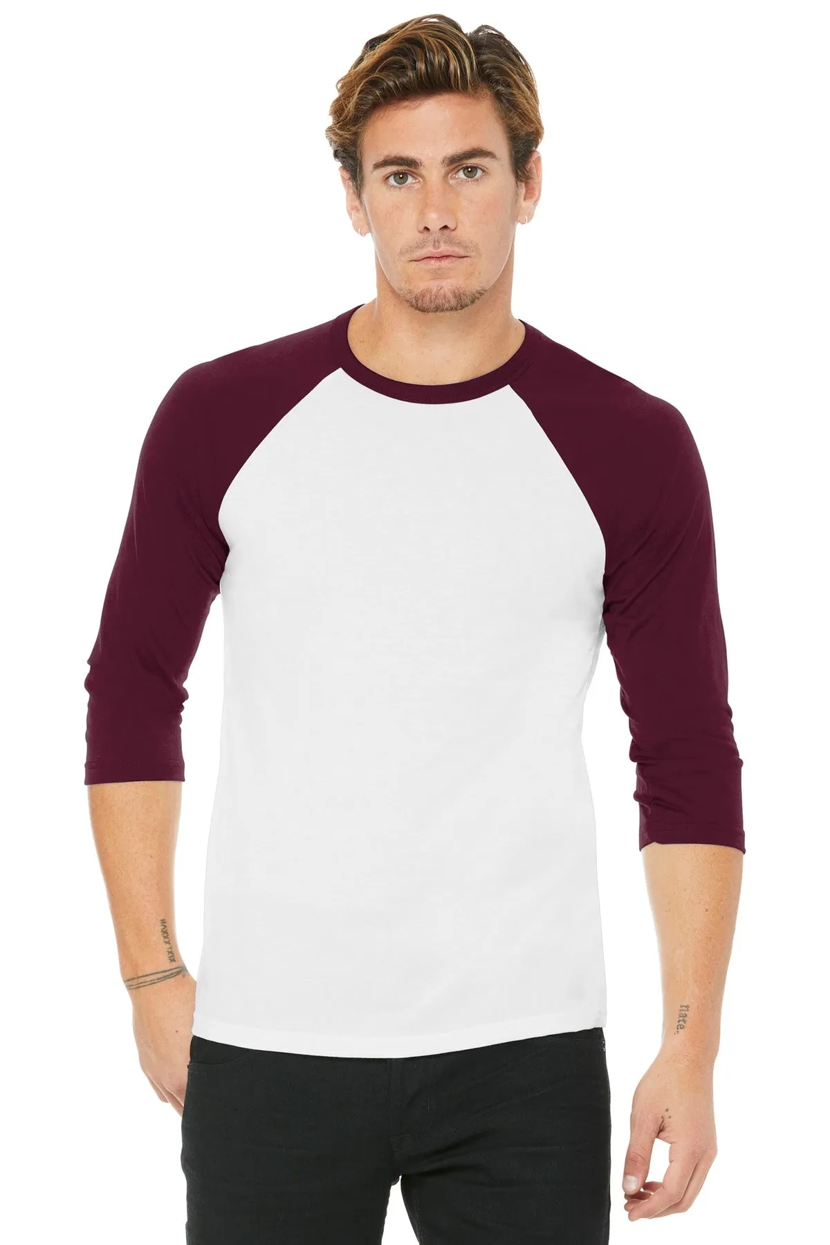 BELLA CANVAS Unisex 3/4-Sleeve Baseball Tee. BC3200