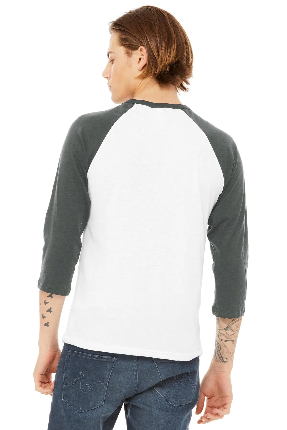 BELLA CANVAS Unisex 3/4-Sleeve Baseball Tee. BC3200