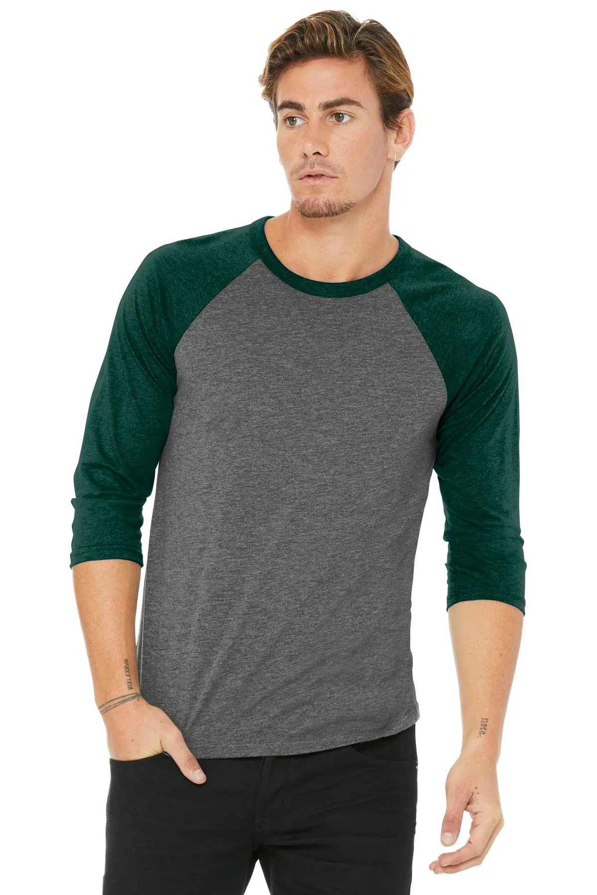 BELLA CANVAS Unisex 3/4-Sleeve Baseball Tee. BC3200