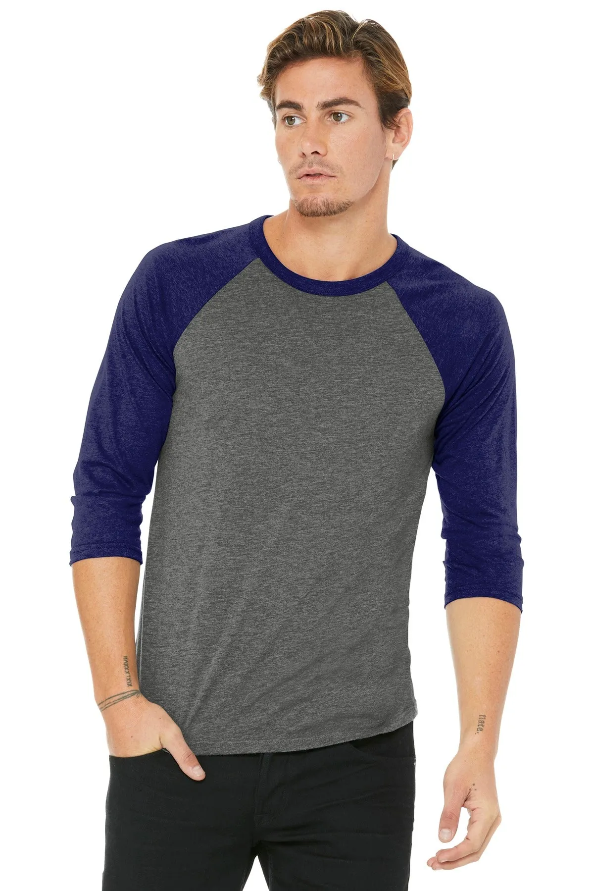 BELLA CANVAS Unisex 3/4-Sleeve Baseball Tee. BC3200