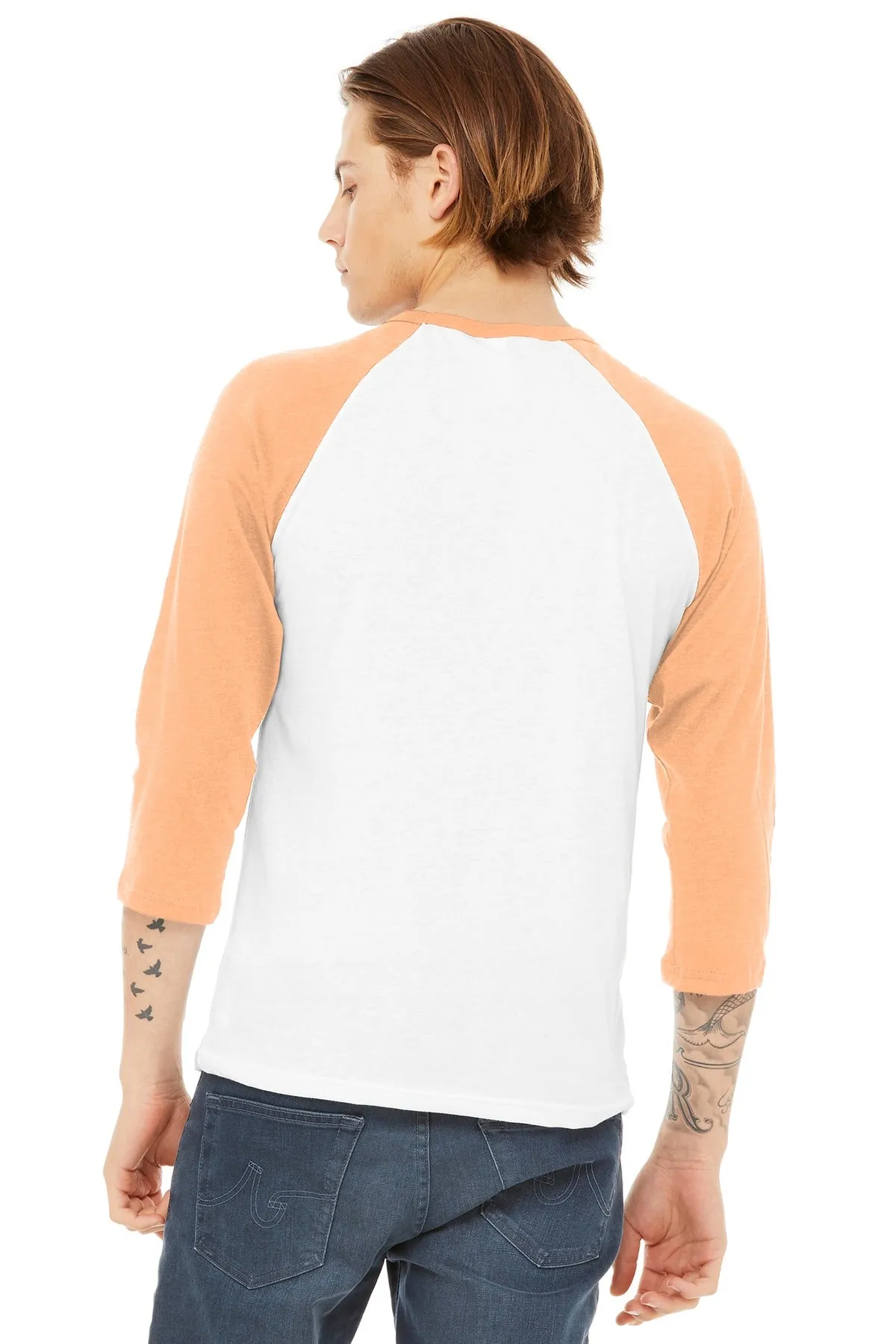 BELLA CANVAS Unisex 3/4-Sleeve Baseball Tee. BC3200