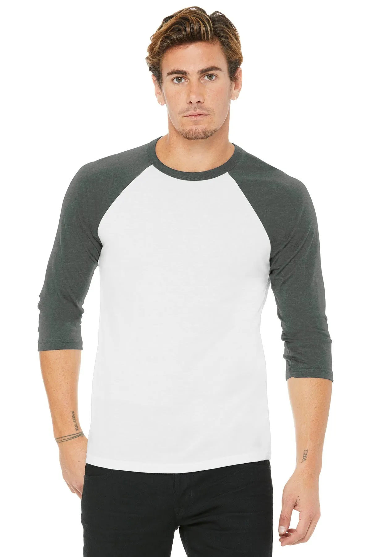 BELLA CANVAS Unisex 3/4-Sleeve Baseball Tee. BC3200