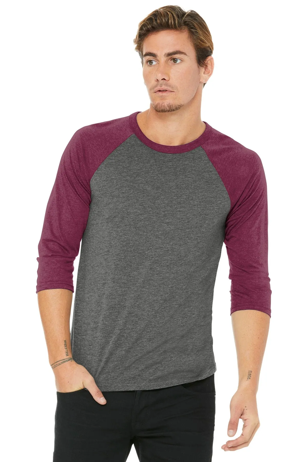BELLA CANVAS Unisex 3/4-Sleeve Baseball Tee. BC3200