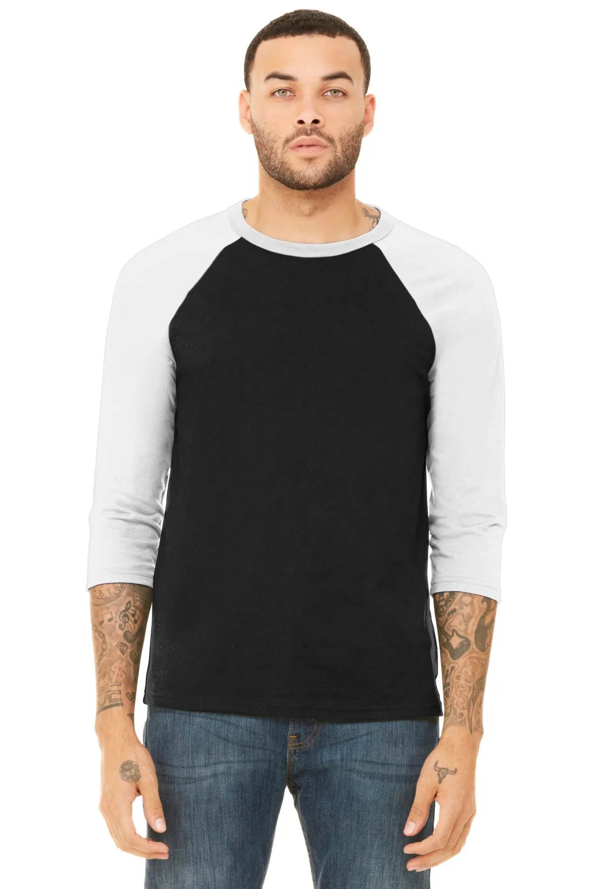 BELLA CANVAS Unisex 3/4-Sleeve Baseball Tee. BC3200