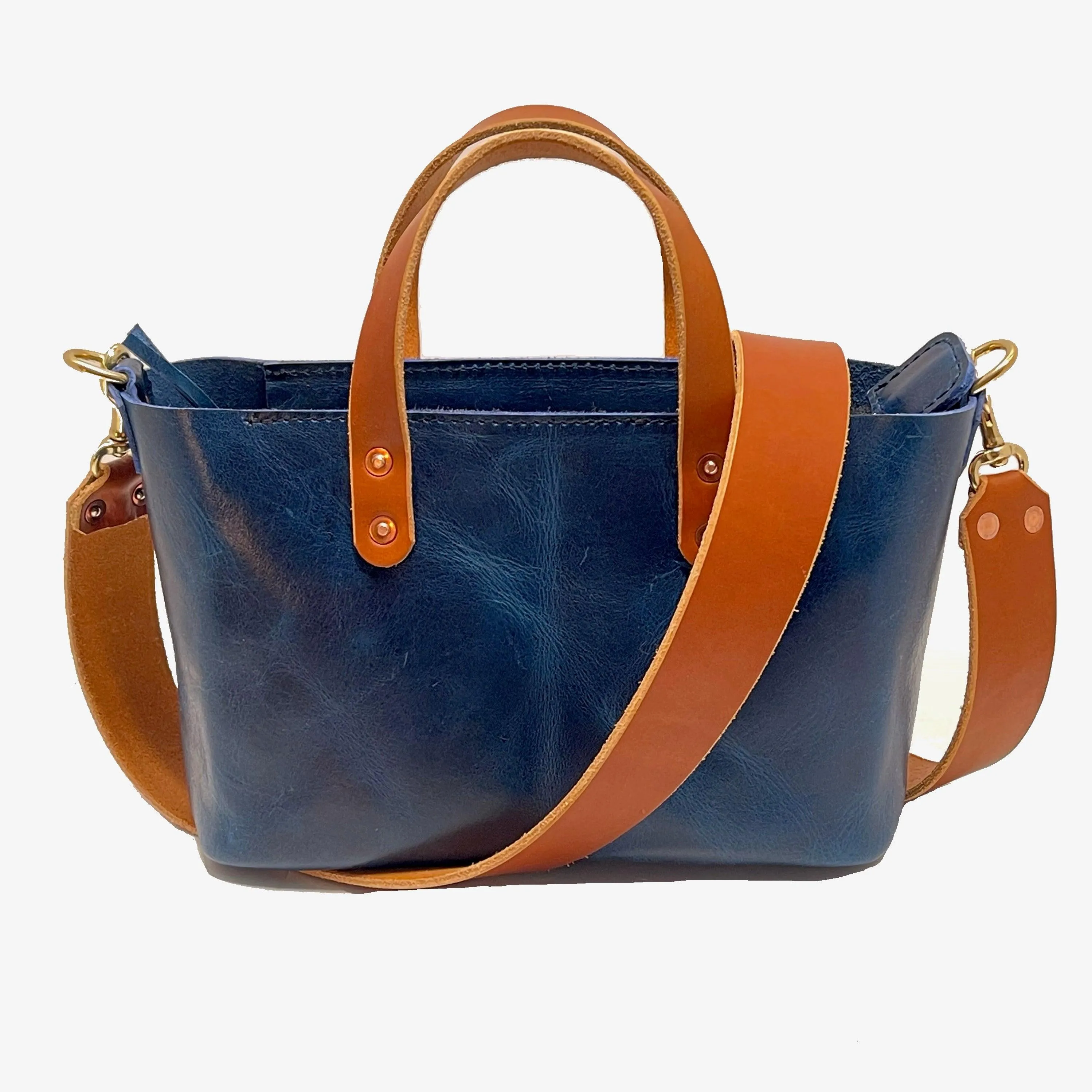 Bella Leather Crossbody Bag in Blue